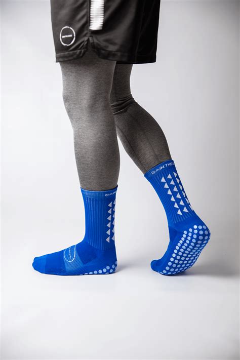 blue football grip socks.